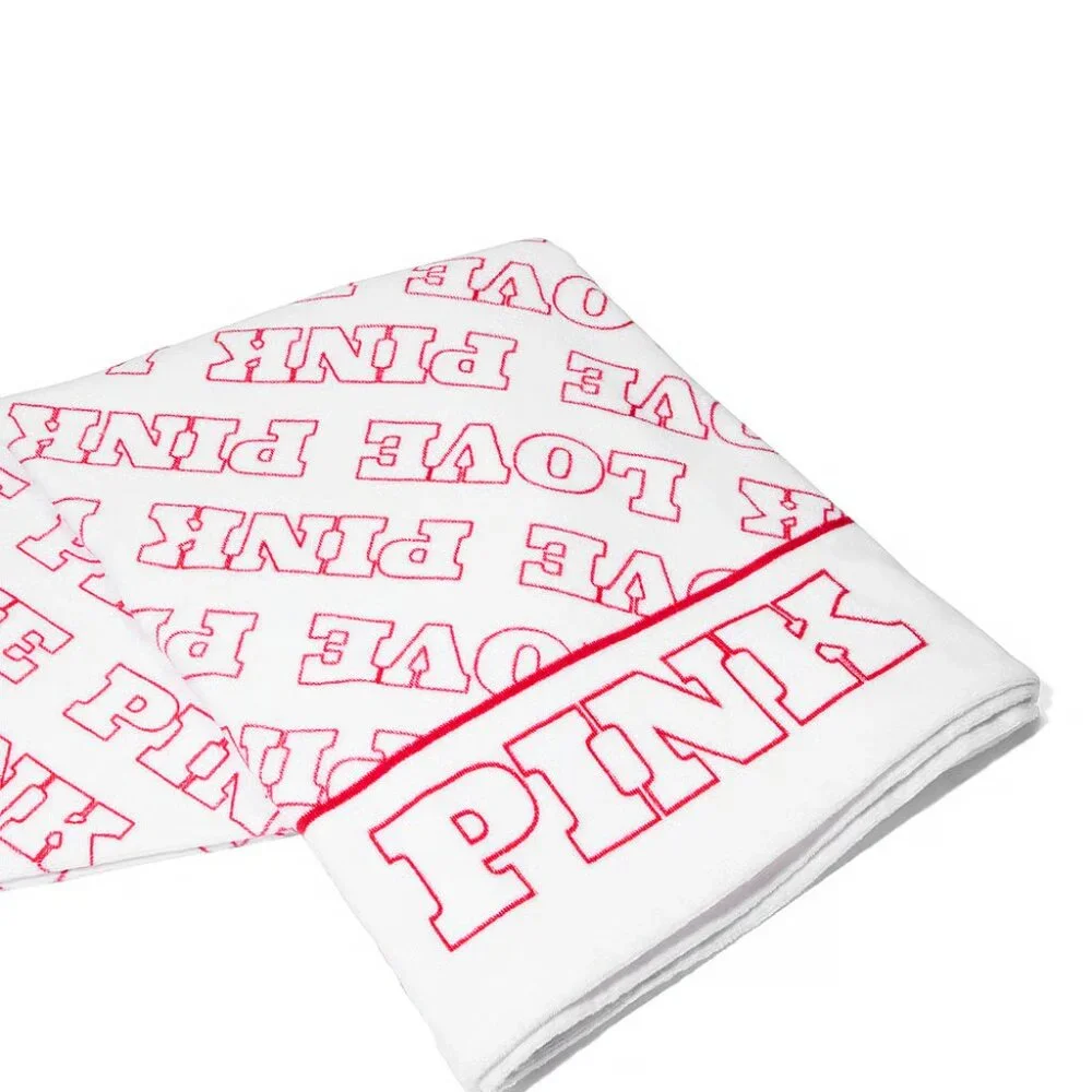 Victoria's Secret Love PINK Terry Towel White and Pink NWT